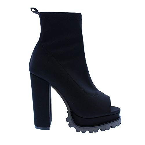 Liliana Women Fashionable Peep Open Toe Cutout Chunky Heel